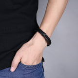 Stainless Steel Leather Bracelet 8 Inches 12MM Box L361