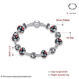 Sterling Silver European Beads Flowers Magnetic Bracelet 8 Inches 2.7MM L102