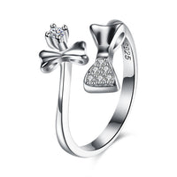 Sterling Silver Plated Fashion Resizable Ring AAA Zirconia Women Heart B419