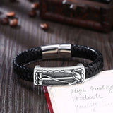 Stainless Steel Leather Bracelet 8.5 Inches 16MM Slide L369