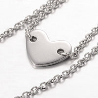 Two Tier Stainless Steel Necklaces Heart Findings Lobster Clsp Silver 15.3" P672