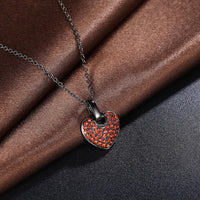 Platinum Plated Gunmetal Plated Necklace Women's Pendant Heart  AAA Zirconia B355