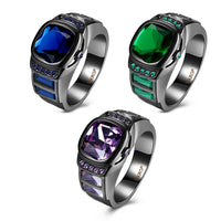 Gold Plated Black Gunmetal P Fashion Ring Blue AAA Zirconia Women Unisex B321