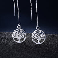 Sterling Silver Plated Earrings Tree Of Life Drop Dangle  Fish Hook Clasp L703