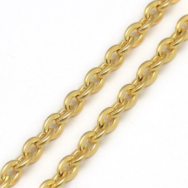 Trendy Unisex Stainless Steel Chain Necklace Lobster Clasp Gold 21.45" P116