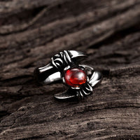 Stainless Steel Antique Gothic Biker Tribal Ring Black Red Men's Unisex B234