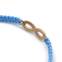 Adjustable Nylon Cord Braided Bead Bracelet Resin Round Infinity Blue Z148