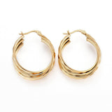 304 Stainless Steel Hoop Earrings Gold 36x30x9mm 1.5x0.5mm P174