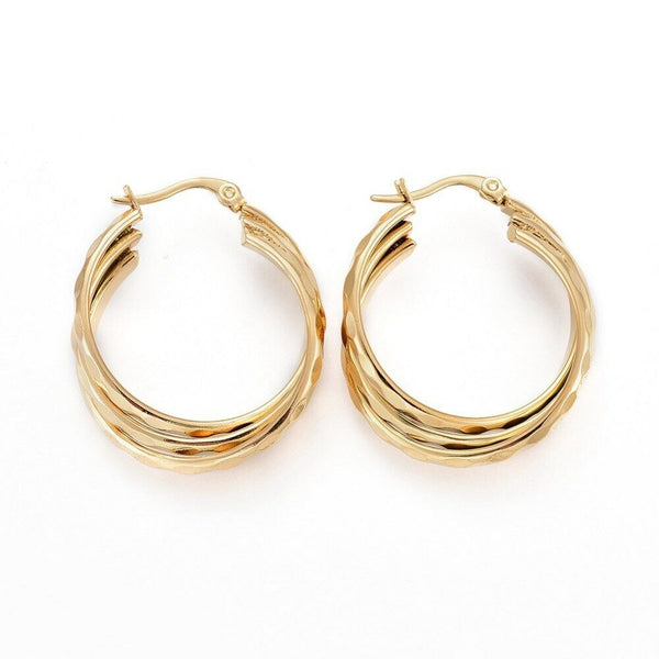 304 Stainless Steel Hoop Earrings Gold 36x30x9mm 1.5x0.5mm P174