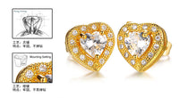 Gold Plated Earring  Heart AAA Cubic Zirconia Women's G198