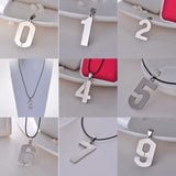 Stainless Steel Leather Necklace Pendant Lover Number 1 2 3 4 5 6 7 8 9