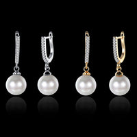Yellow Gold Plated Earrings Drop Dangle AAA Zirconia  Latch Back Clasp L549