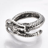 Alloy Cuff Ring Wide B Ring Dragon Antique Silver Size 9 Adjustable 19.5mm P451