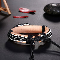 Leather Bracelet Adjustable Size Handmade13MM Lace Up Clasp L480