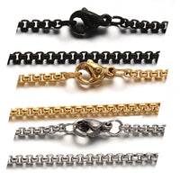 Stainless Steel Box Chain Necklace Lobster Clasp Gunmetal Black 29" 2mm P105