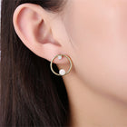 Yellow Gold Plated Earrings Stud AAA Zirconia  Push Back Clasp L511