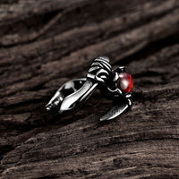 Stainless Steel Antique Gothic Biker Tribal Ring Black Red Men's Unisex B234