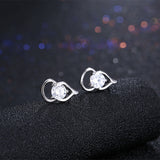 Sterling Silver Earrings  Stud AAA Zirconia  Push Back Clasp L754