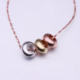 Rose Gold Plated  Necklace Pendant Gold Rose Beads 21 Inches 1MM Lobster B75