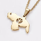 Stainless Steel Set Earring Pendant Necklace Sloth Peace Sign Gold 18" P792