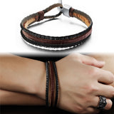 Genuine Cow Leather Bracelet Brown Black Unisex  Hook Clasp  G326