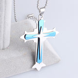 316L Stainless Steel Pendant 1.77X2.45 Inch Jesus Cross  Necklace 22"" B103