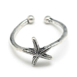 Alloy Cuff Finger Ring Starfish Antique Silver Size 7 Adjustable 17mm P420