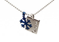 Stainless Steel Lovers Snowflake Pendant Beads Necklace Unisex Silver Blue L172