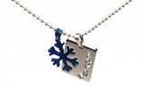 Stainless Steel Lovers Snowflake Pendant Beads Necklace Unisex Silver Blue L172