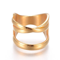 304 Stainless Steel Finger Rings Wide Band Hollow Rings Gold Size 7 17mm Z710