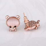 Rose Gold Plated Earrings Stud Push Back Bear 1.08"  L315