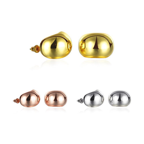 Rose Gold Plated Earrings Stud Push Back .84" L267