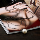 Snake On Beads Chain Pearls Beaded Necklace L65