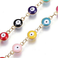 Hmade Rosary Necklace Stainless Enamel Necklace Cross Pendant Gold 25" P36