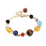 Universe Galaxy Nine Planets Guardian Star Natural Gemstone Beads Bracelet P531