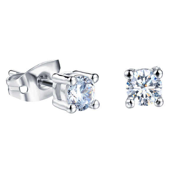 White Gold Plated Earring  Square AAA Cubic Zirconia 4mm Women's G254