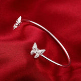 Silver Plated Brass Butterfly Cuff Bangles Torque Bangles 60mm Z38