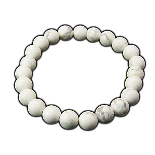 Natural Gemstone Stretchy Bracelets Howlite Elastic Cord White 2"(5.2cm)  P524