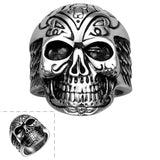 Stainless Steel  Antique Gothic Biker Tribal Ring Black Men's Unisex Skull B177