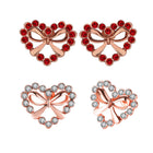 Rose Gold Platinum Plated Red Earrings AAA Zirconia Push Back Heart .68" L309