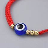 Nylon Thread Braided Bead Bracelet Evil Eye Resin Beads Gold Red Adjustable P235