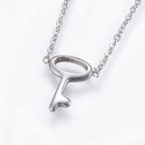 Stainless Steel Set Pendant Necklace Earrings Bracelet Key 16.54" P744