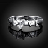 Sterling Silver Plated Fashion Ring AAA Zirconia Women Love B386