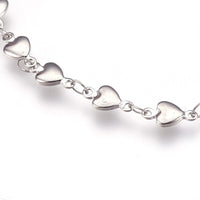 Stainless Steel Link Bracelet Lobster Heart Silver 8.4inches 21.5cm 5mm Z82