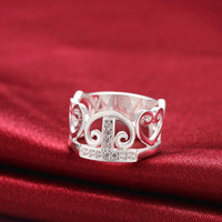 Sterling Silver Plated Fashion Ring AAA Zirconia Women Crown B390