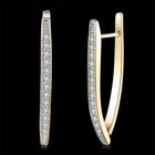 Yellow Gold Plated Earrings Hoop Huggies AAA Zirconia Latch Back Clasp L560