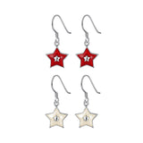 Sterling Silver Plated Earrings Drop Dangle Fish Hook Star .48" L427