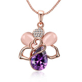 Rose Gold Plated Necklace Pendant Heart AAA Purple 20 Inches 1MM Lobster B146