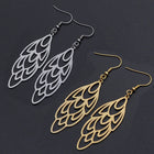 201 Stainless Steel Dangle Earrings Peacock Feather Silver 76mm Pin: 0.6mm Z393