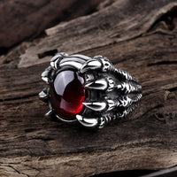 Stainless Steel Gothic Biker Tribal Ring Black Red Men's Unisex Claws B190